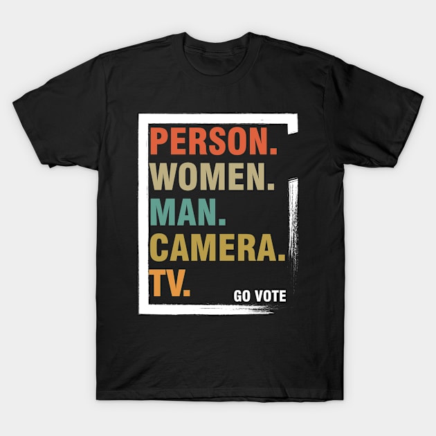 person woman man camera tv T-Shirt by Magic Arts